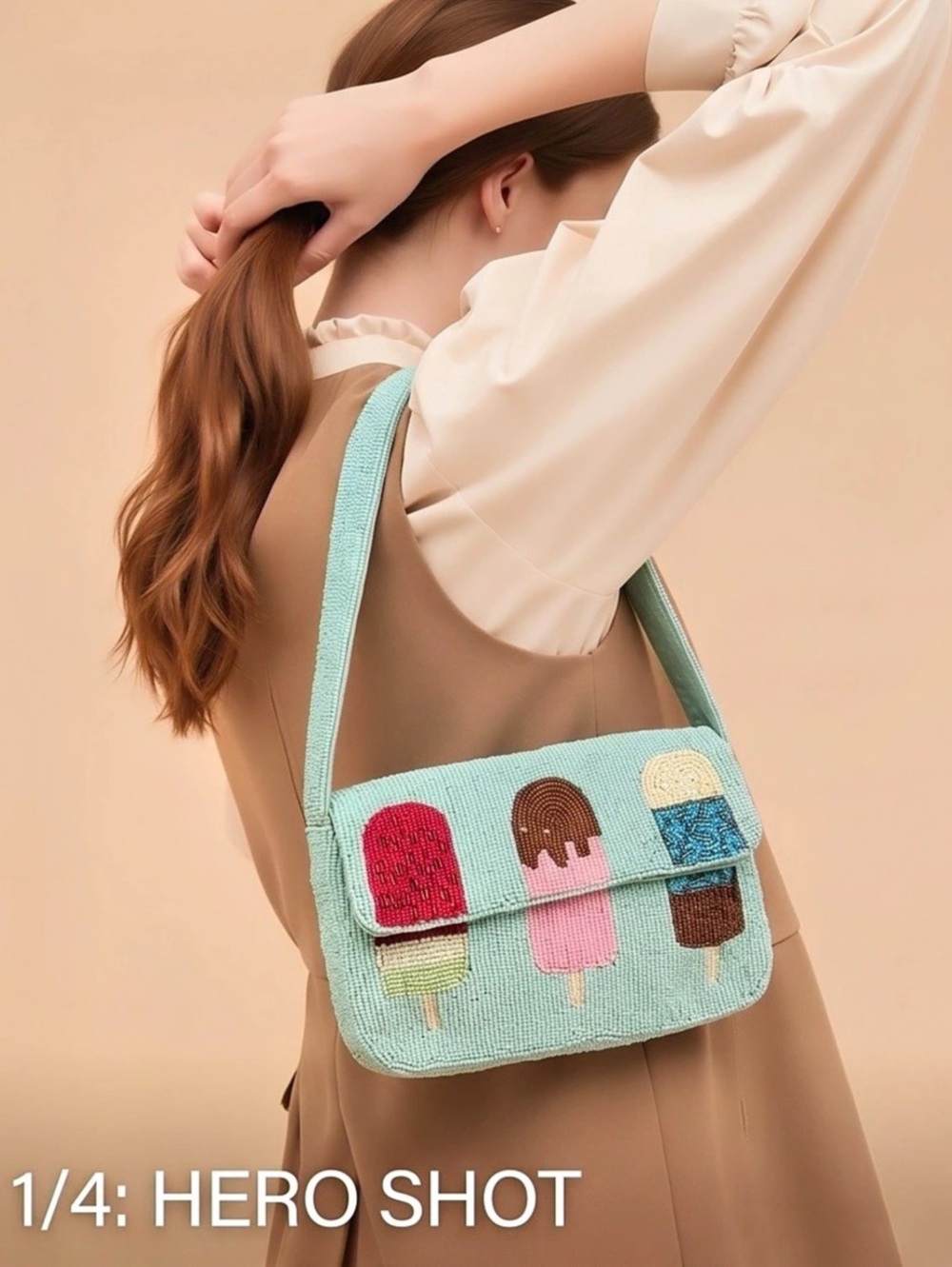 Sol and Mer Beaded Ice Cream Popsicles Shoulder Bag Teal